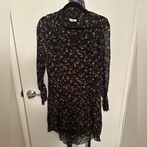 Black & pink floral Joie dress with tie front